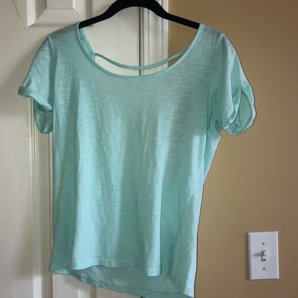 Open Back T Shirt Light Green